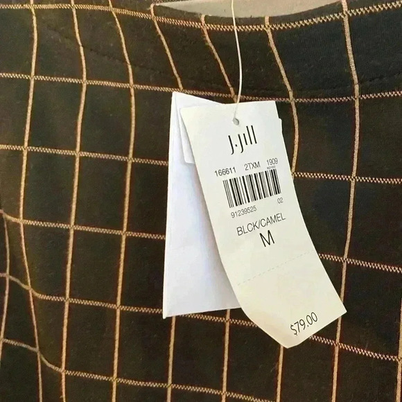 NWT J. Jill Ponte Knit Button Sleeve Top Blouse Black Camel Size Medium - Picture 7 of 10